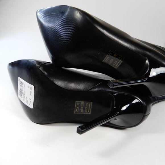 REISS Hoxton Leather Knee High Heels BOOTS US 38 7 Black Point Toe Zip NEW - Picture 13 of 14